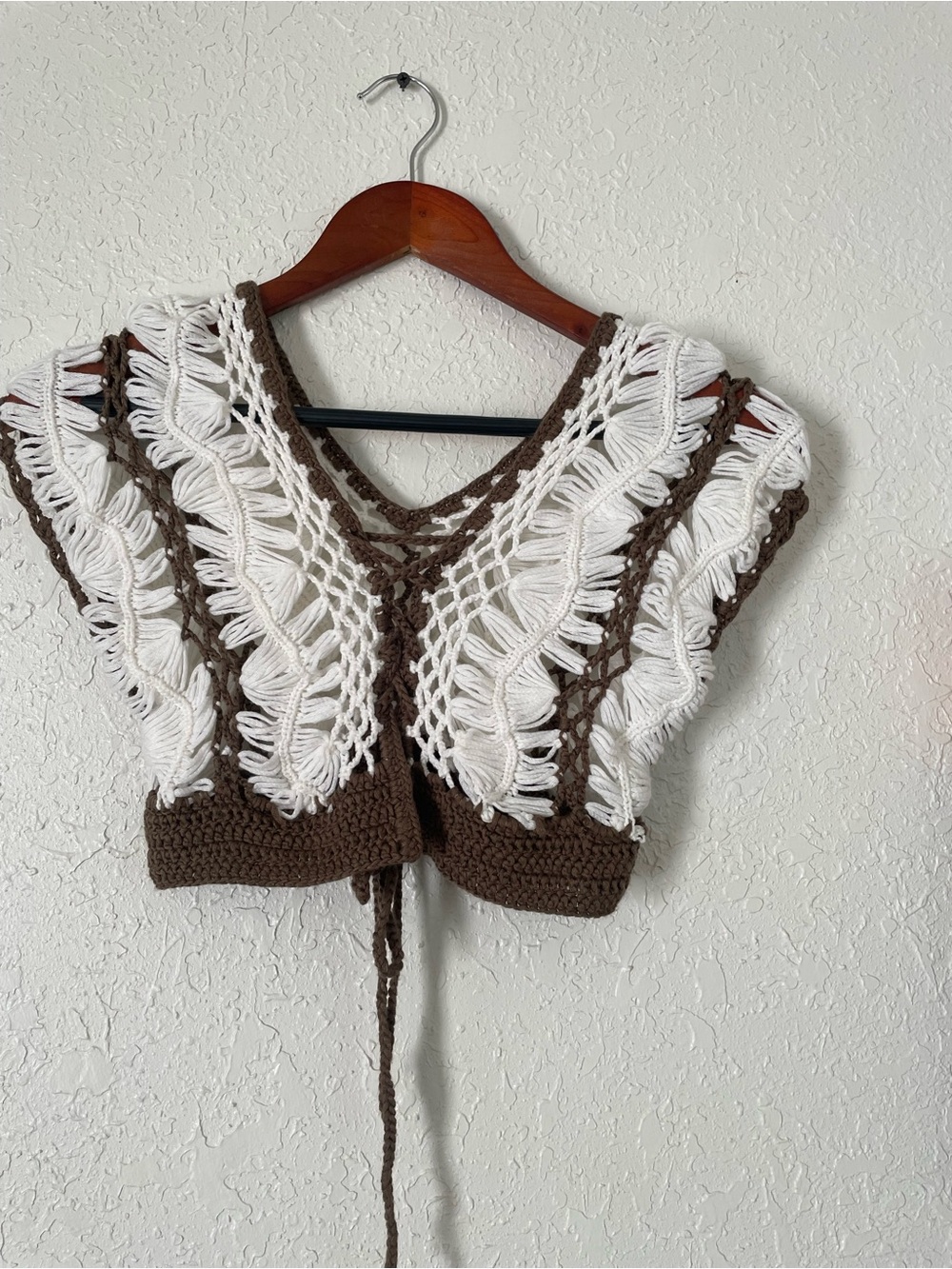 Handmade Brown and White Crochet Crop Top